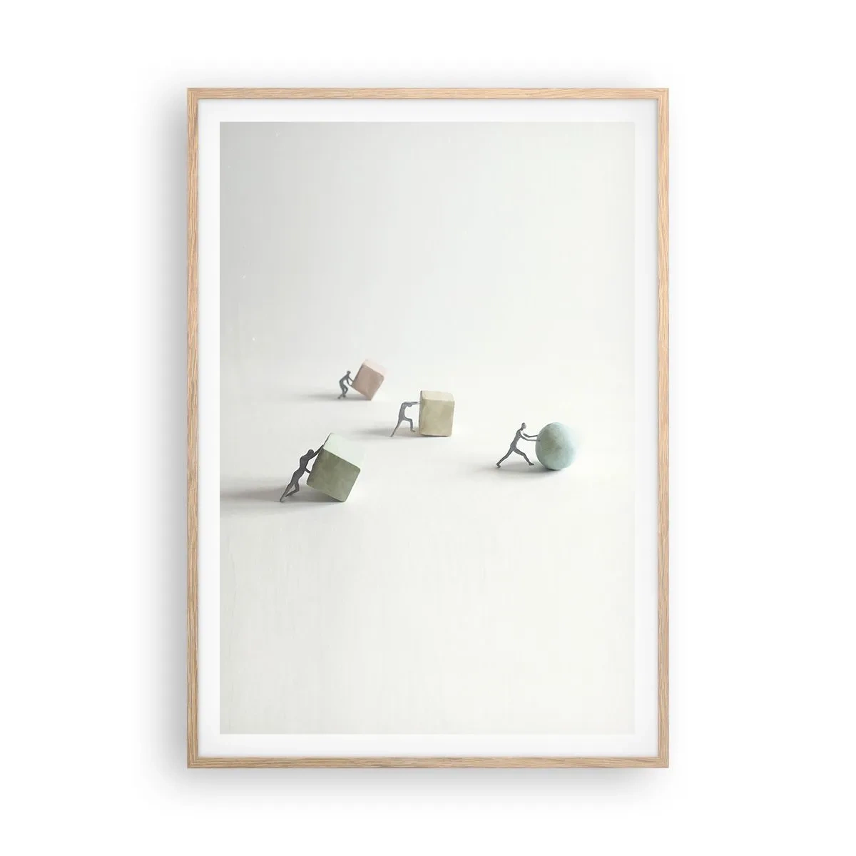 Póster en marco roble claro - El avance de la geometría - 70x100 cm