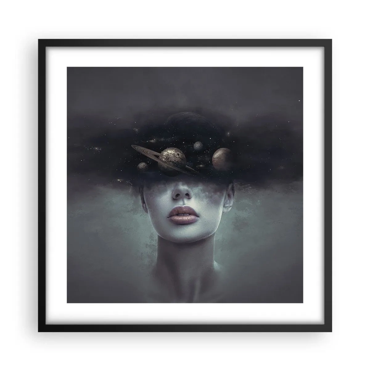 Póster en marco negro - Y los planetas sienten... - 50x50 cm
