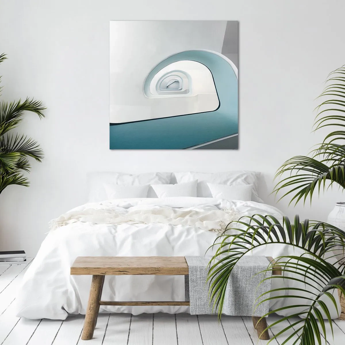 Cuadro sobre lienzo - Impresión de Imagen - Espiral del río azul - 50x50 cm