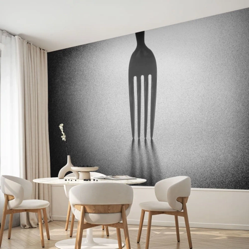 Fotomural Premium Canvas - Luz y sombra - Tenedor, Cuchillería, Cocina - 250x175 cm