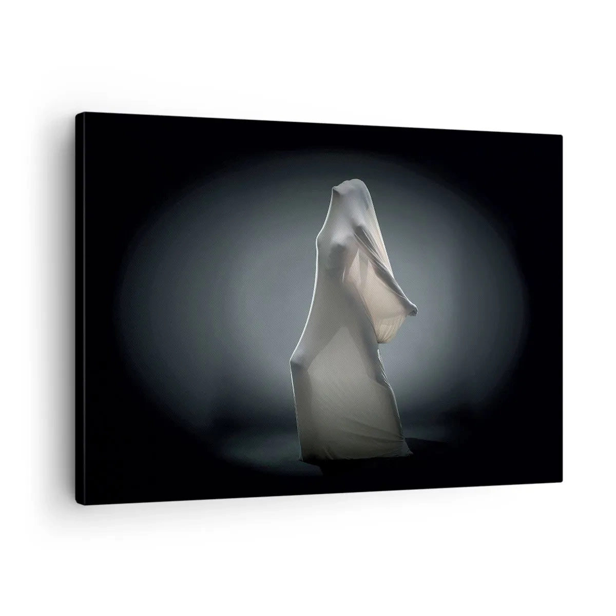 Cuadro sobre lienzo - Impresión de Imagen - Una figura en tela blanca sobre un fondo oscuro. - 70x50cm - Deseos ocultos - Decoración de pared moderna para salón y dormitorio ARTTOR