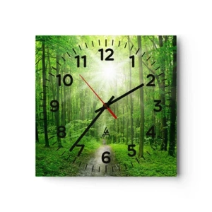 Reloj de pared - Reloj de vidrio - Catedral verde - 30x30 cm