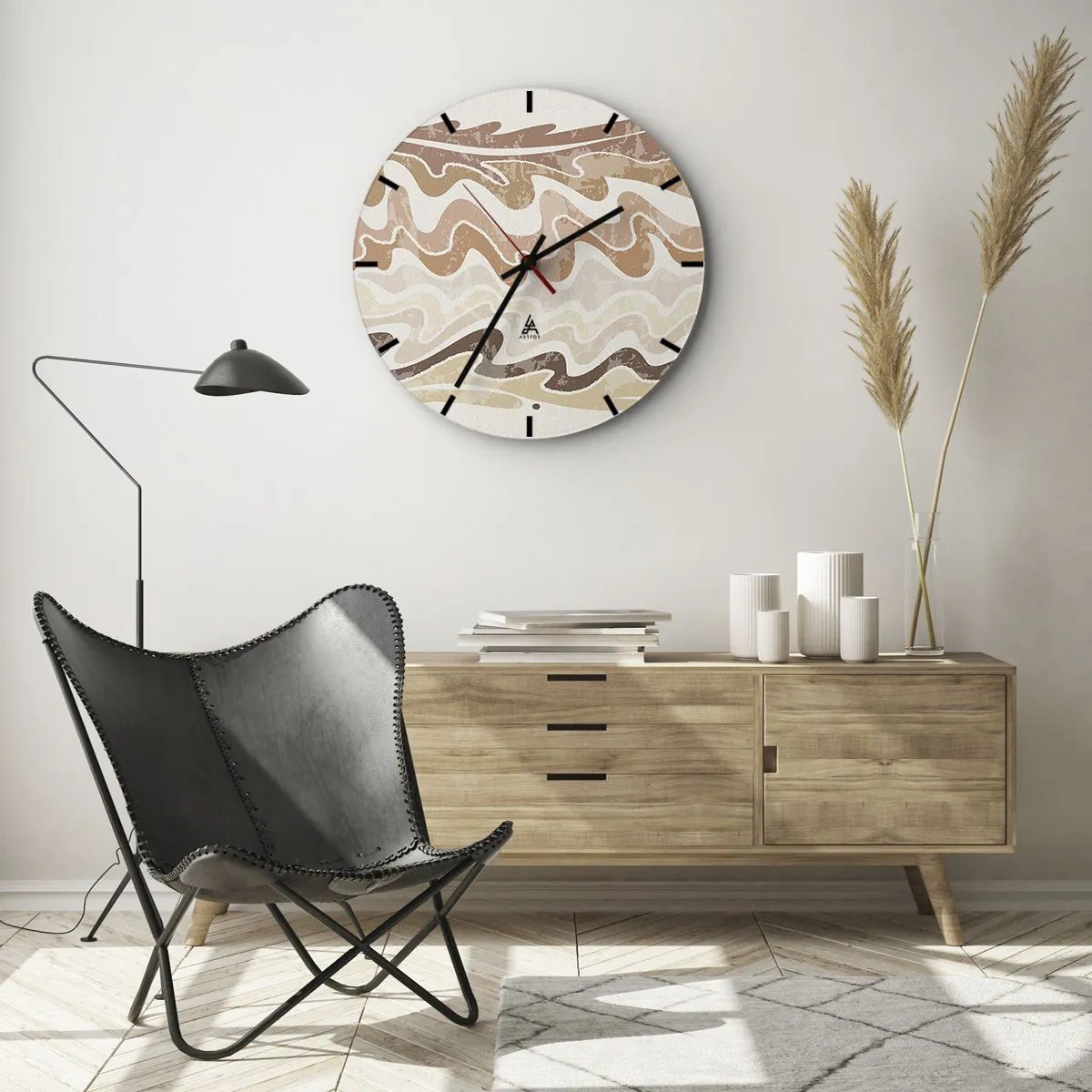 Reloj de pared - Reloj de vidrio - Buena energía - buenas emociones - 40x40 cm