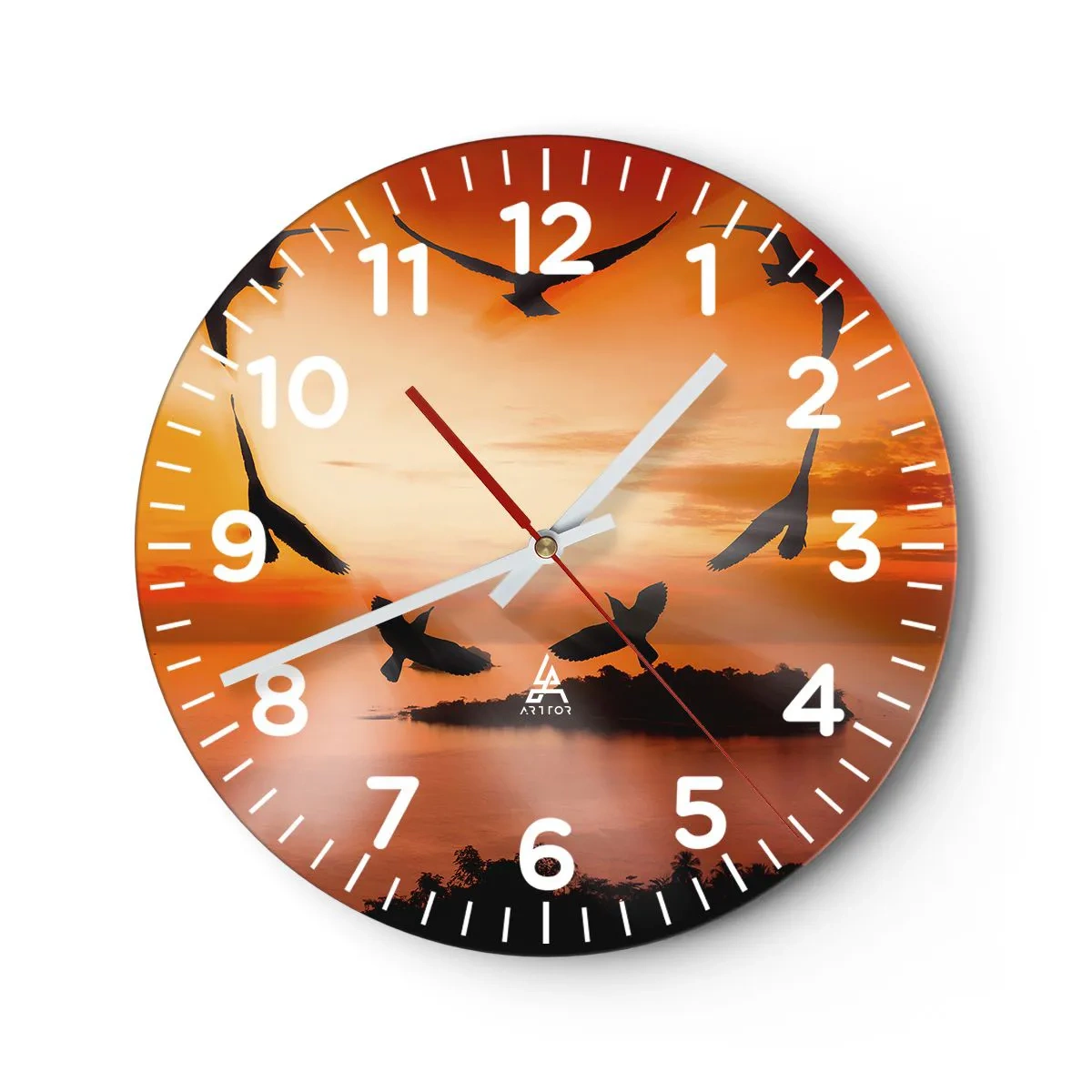 Reloj de pared - Reloj de vidrio - Ama el mundo como los pájaros - 40x40 cm