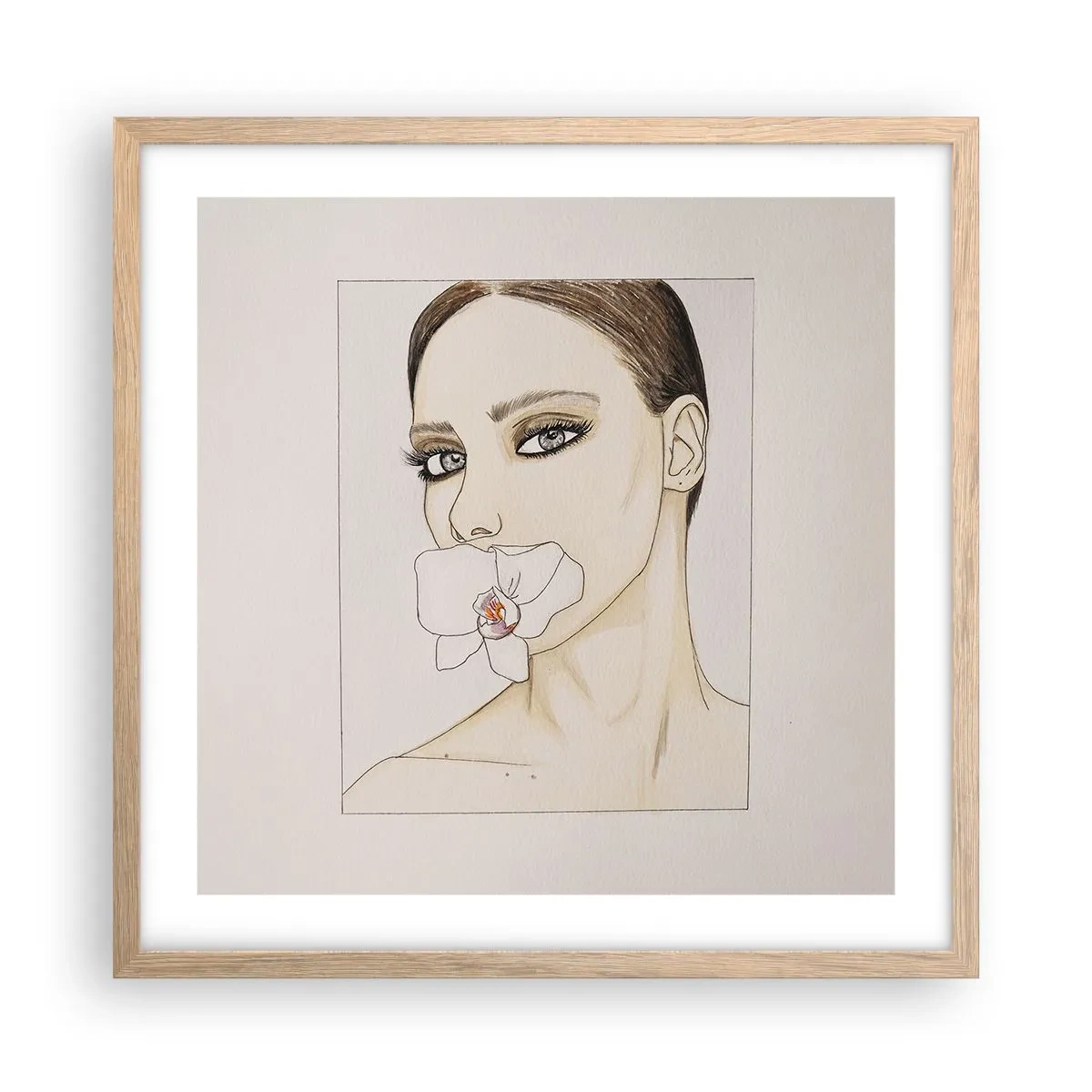 Póster en marco roble claro - Elegancia y belleza - 50x50 cm