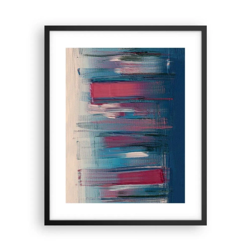 Póster en marco negro - Composición vertical en azul y rojo - 40x50 cm