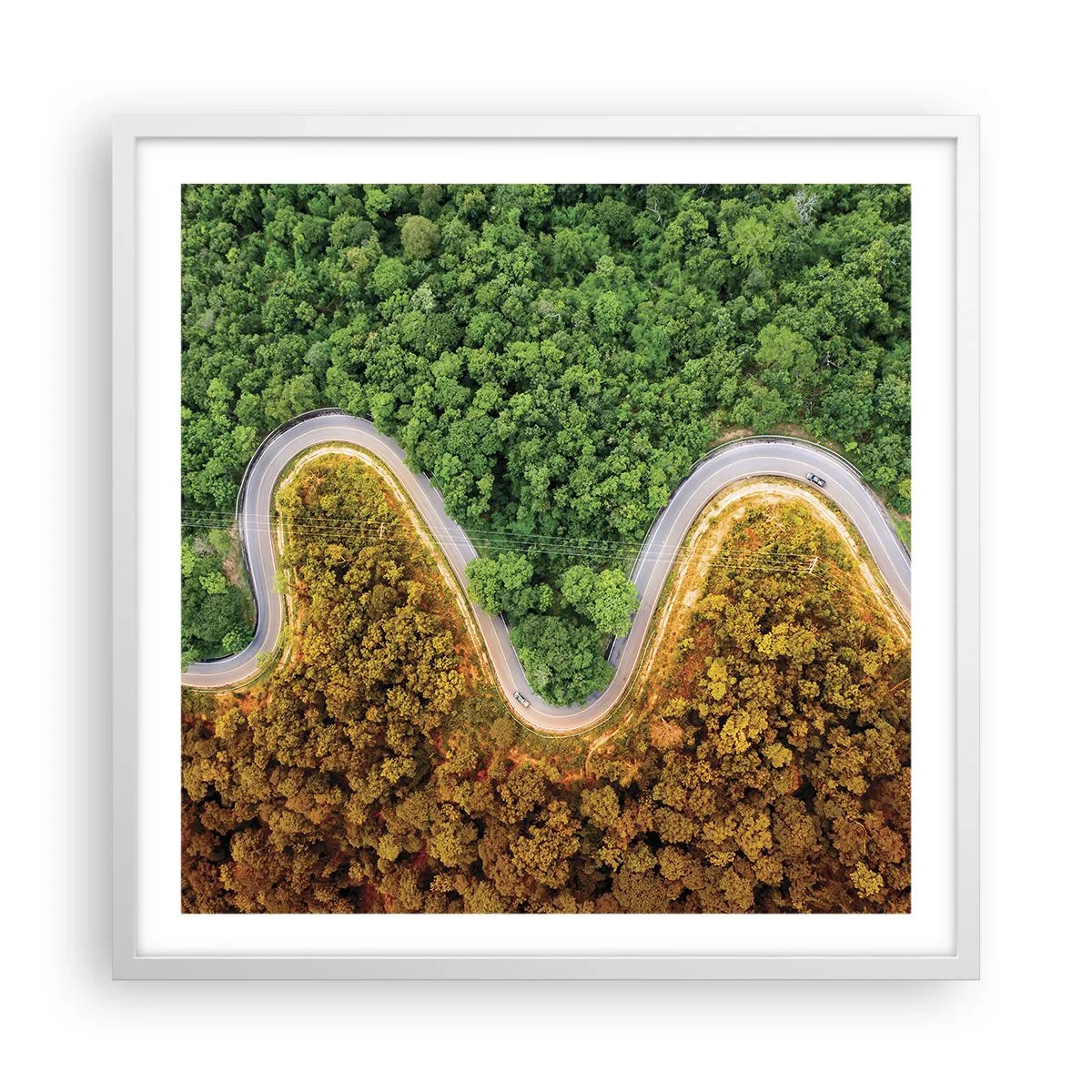 Póster en marco blanco - Frontera serpenteante - 60x60 cm