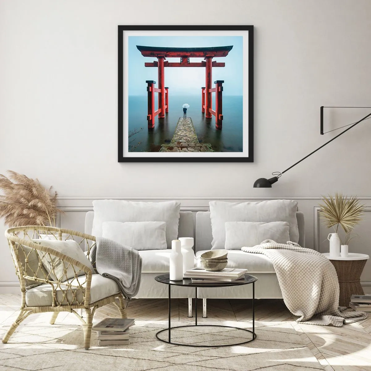 Póster en marco negro - Ensueño japonés - 60x60 cm