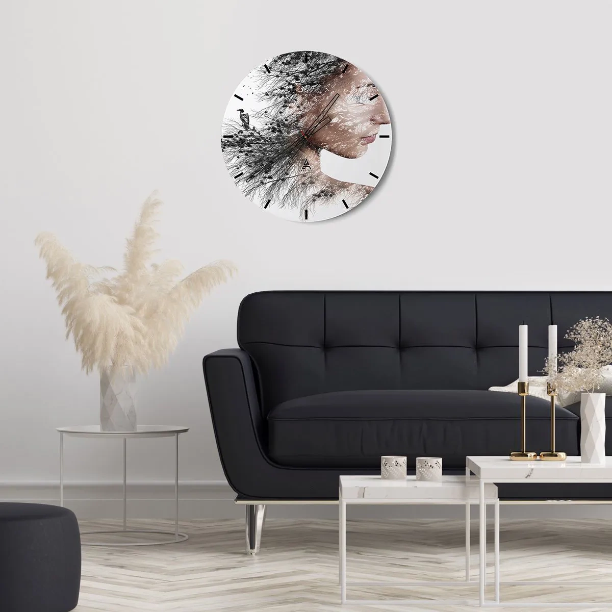 Reloj de pared - Reloj de vidrio - Espíritu del bosque - 30x30 cm