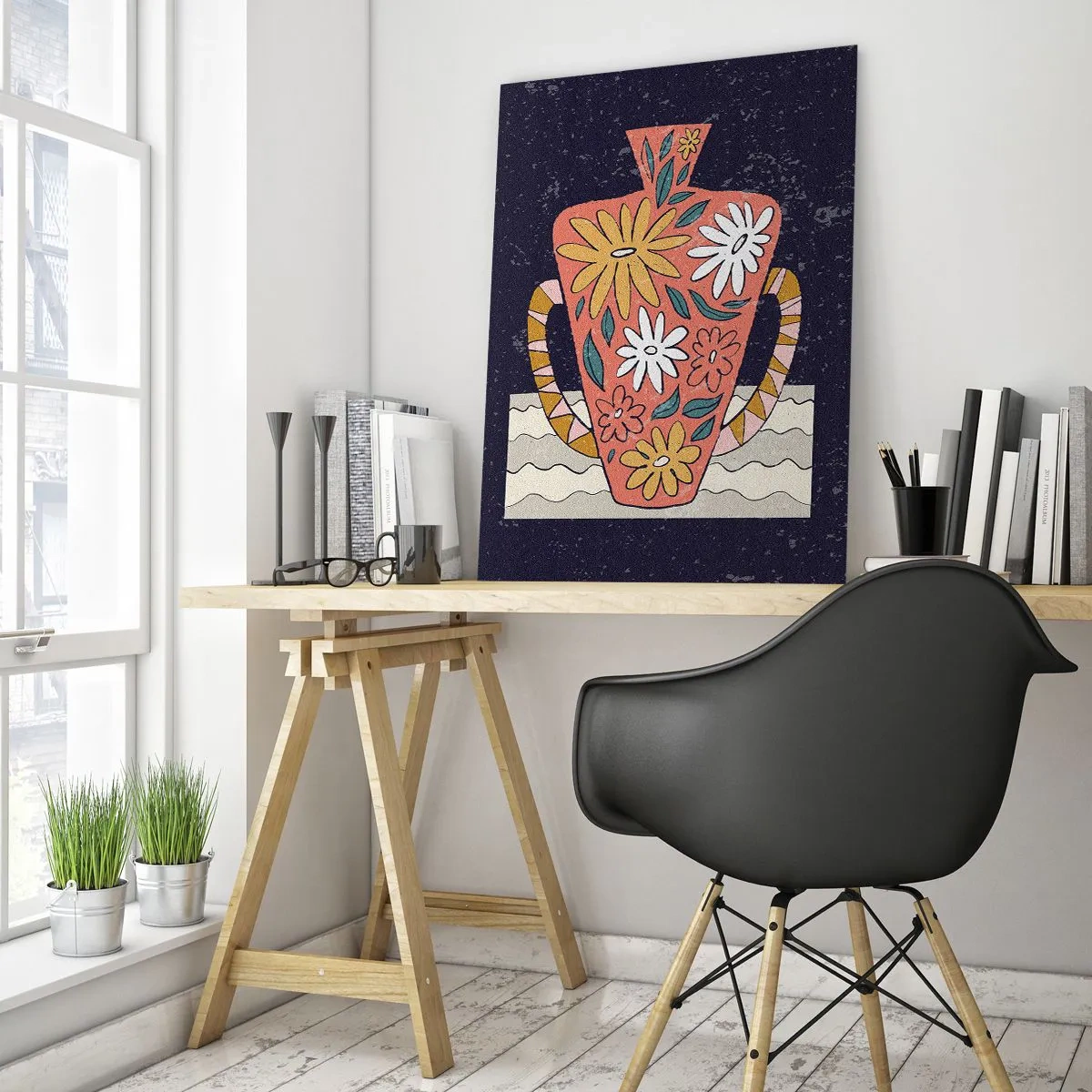 Cuadro sobre vidrio - Impresiones sobre Vidrio - Jarrón pintado - 80x120 cm