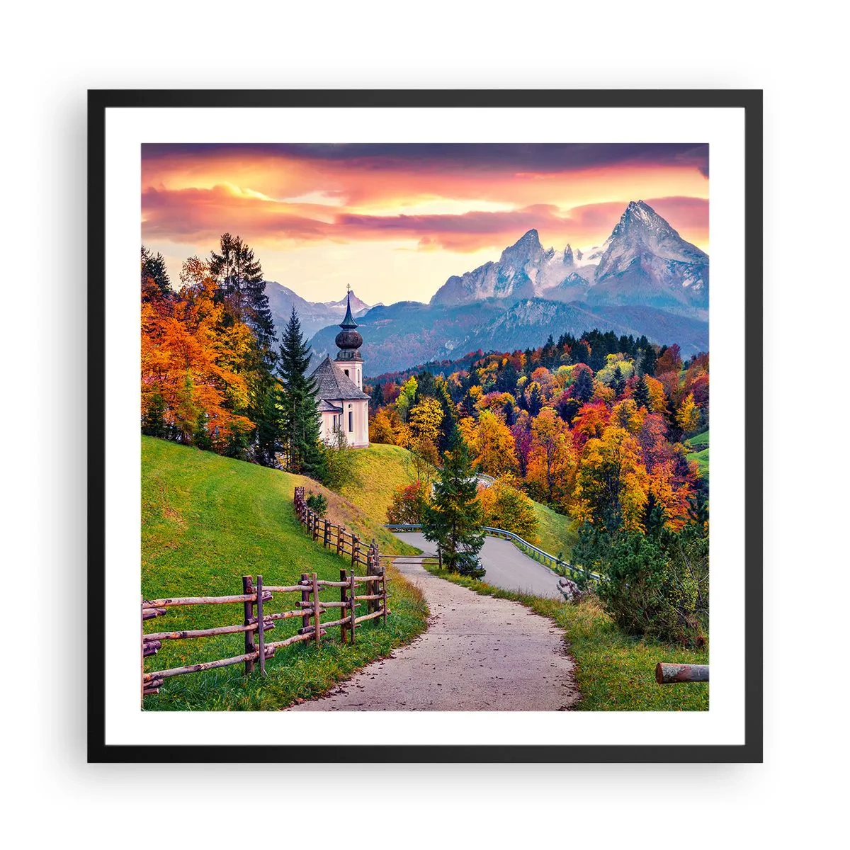 Póster en marco negro - Paisaje como una pintura - 60x60 cm