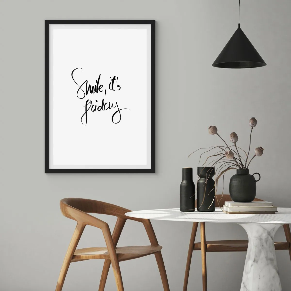 Póster en marco negro - La verdadera alegría - 40x50 cm