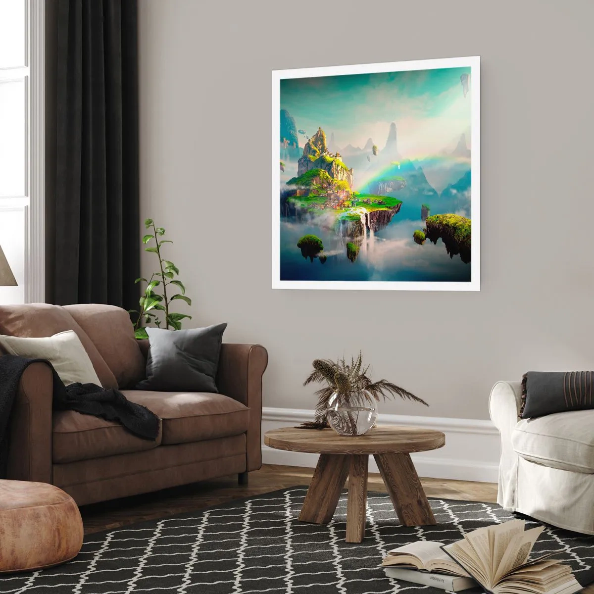 Póster - El medio de la nada - islas flotantes - 40x40 cm