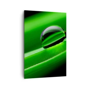 Cuadro sobre lienzo - Impresión de Imagen - Primer plano de una gota de rocío sobre una hoja verde - 70x100cm - La vida de cerca - Decoración de pared moderna para salón y dormitorio ARTTOR