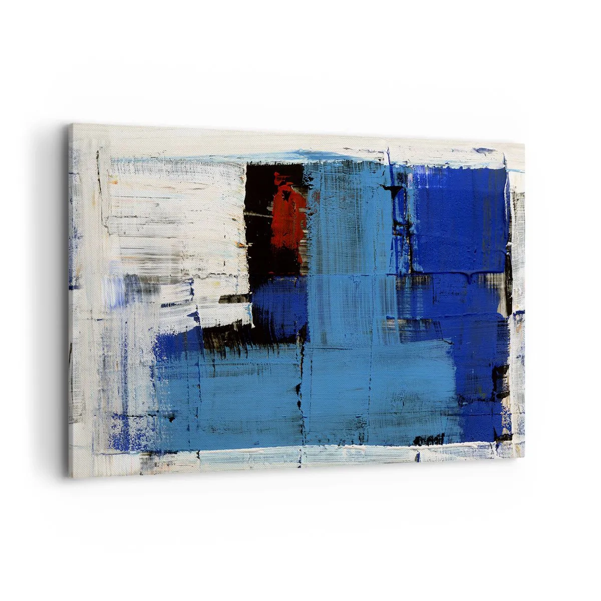 Cuadro sobre lienzo - Impresión de Imagen - Composición abstracta en tonos azules y blancos. - 100x70cm - El secreto del azul - Decoración de pared moderna para salón y dormitorio ARTTOR