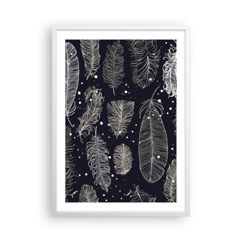 Póster en marco blanco - Encaje de plumas - 50x70 cm