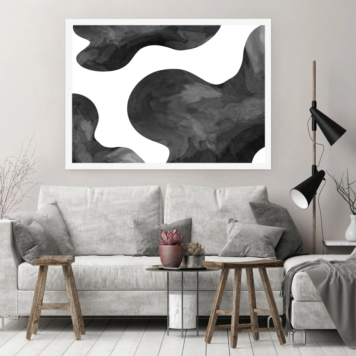 Póster - El blanco fluye sobre el negro - 91x61 cm