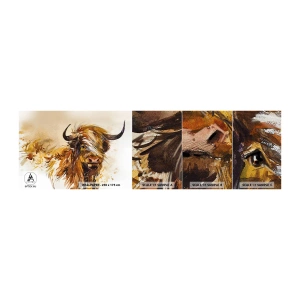 Muestra de fotomural Premium Sand - El orgullo del líder - animales, Abstracción, Búfalo escocés - 100x30 cm
