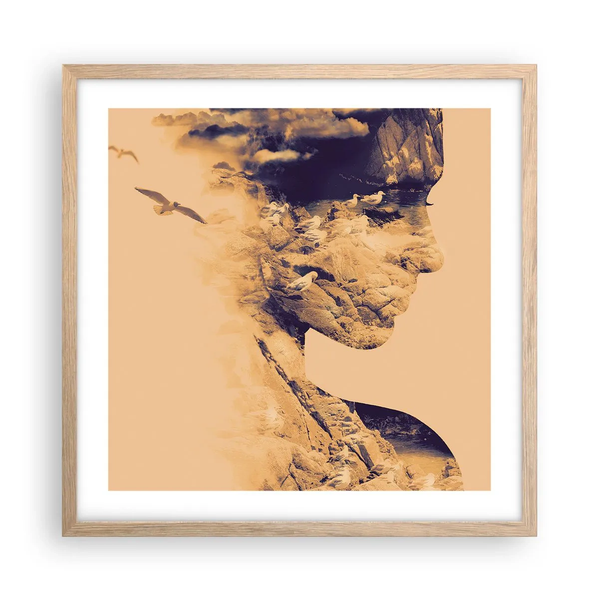 Póster en marco roble claro - Hermosa por naturaleza - 50x50 cm