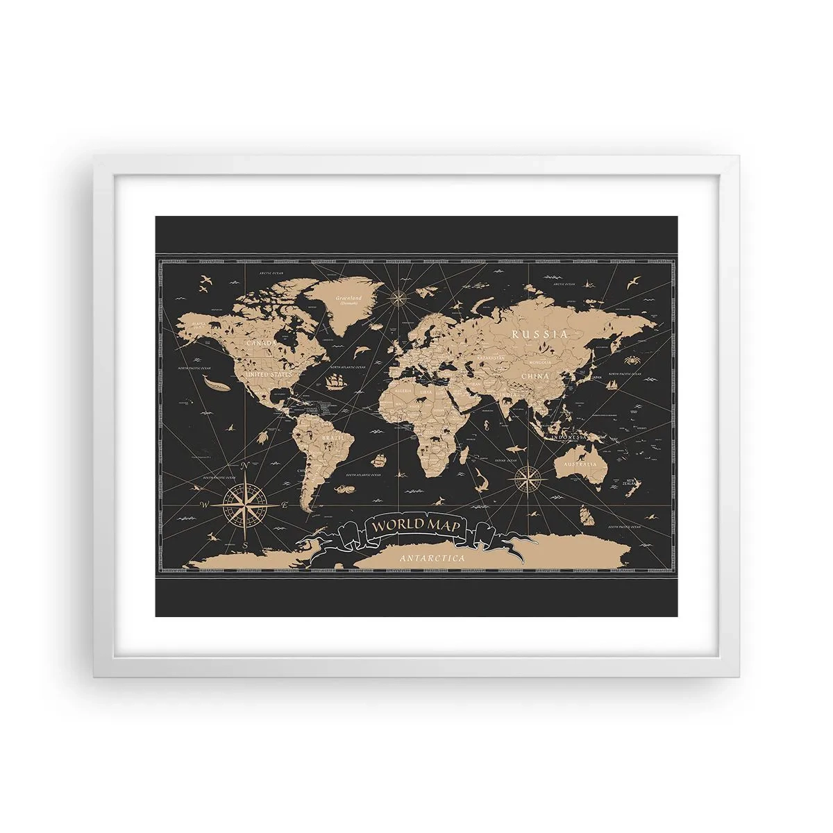 Póster en marco blanco - Las fronteras de mi mundo - 50x40 cm