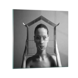 Cuadro sobre vidrio - Impresiones sobre Vidrio - Un retrato algo surrealista - 70x70 cm