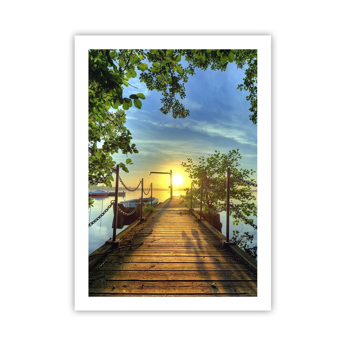 Póster - Muelle de madera sobre el lago al atardecer - 50x70cm - Atardecer junto al agua - Decoración de pared moderna para salón y dormitorio ARTTOR