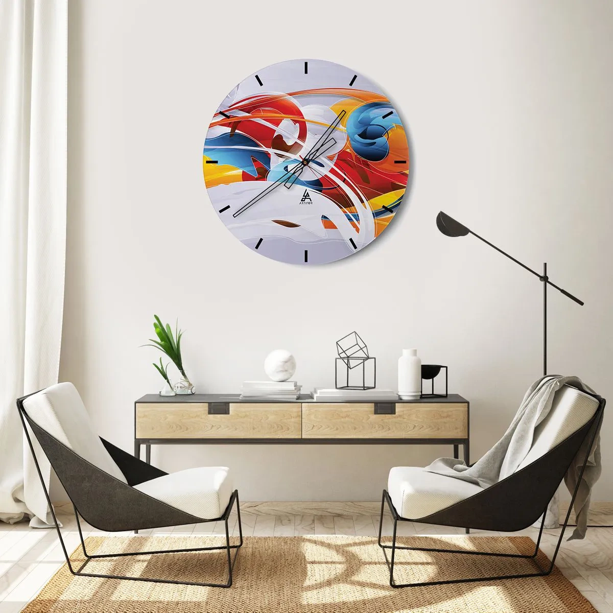 Reloj de pared - Reloj de vidrio - Danza de los elementos - 30x30 cm