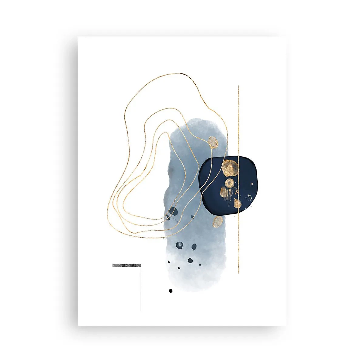 Póster - Una composición abstracta moderna en tonos azules y dorados. - 50x70cm - Fantasía azul y oro - Decoración de pared moderna para salón y dormitorio ARTTOR