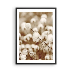 Póster en marco negro - Hojas de hierba esponjosas en una toma delicada - 50x70cm - Un mullido colchón - Decoración de pared moderna para salón y dormitorio ARTTOR