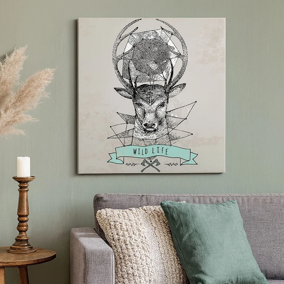 Cuadro sobre lienzo - Impresión de Imagen - Visión de San Huberto - 30x30 cm