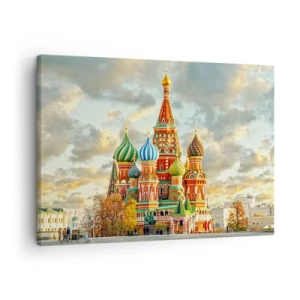 Cuadro sobre lienzo - Impresión de Imagen - Una catedral colorida con cúpulas características - 70x50cm - Palacio de ensueño - Decoración de pared moderna para salón y dormitorio ARTTOR