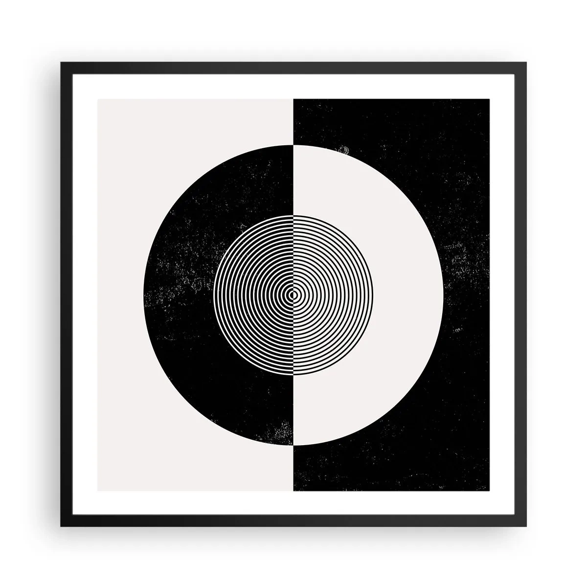 Póster en marco negro - Armonía en blanco y negro - 60x60 cm