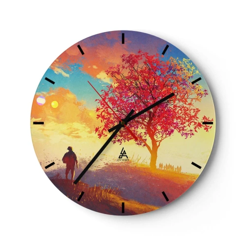 Reloj de pared - Reloj de vidrio - Un peregrino en su destino - 40x40 cm