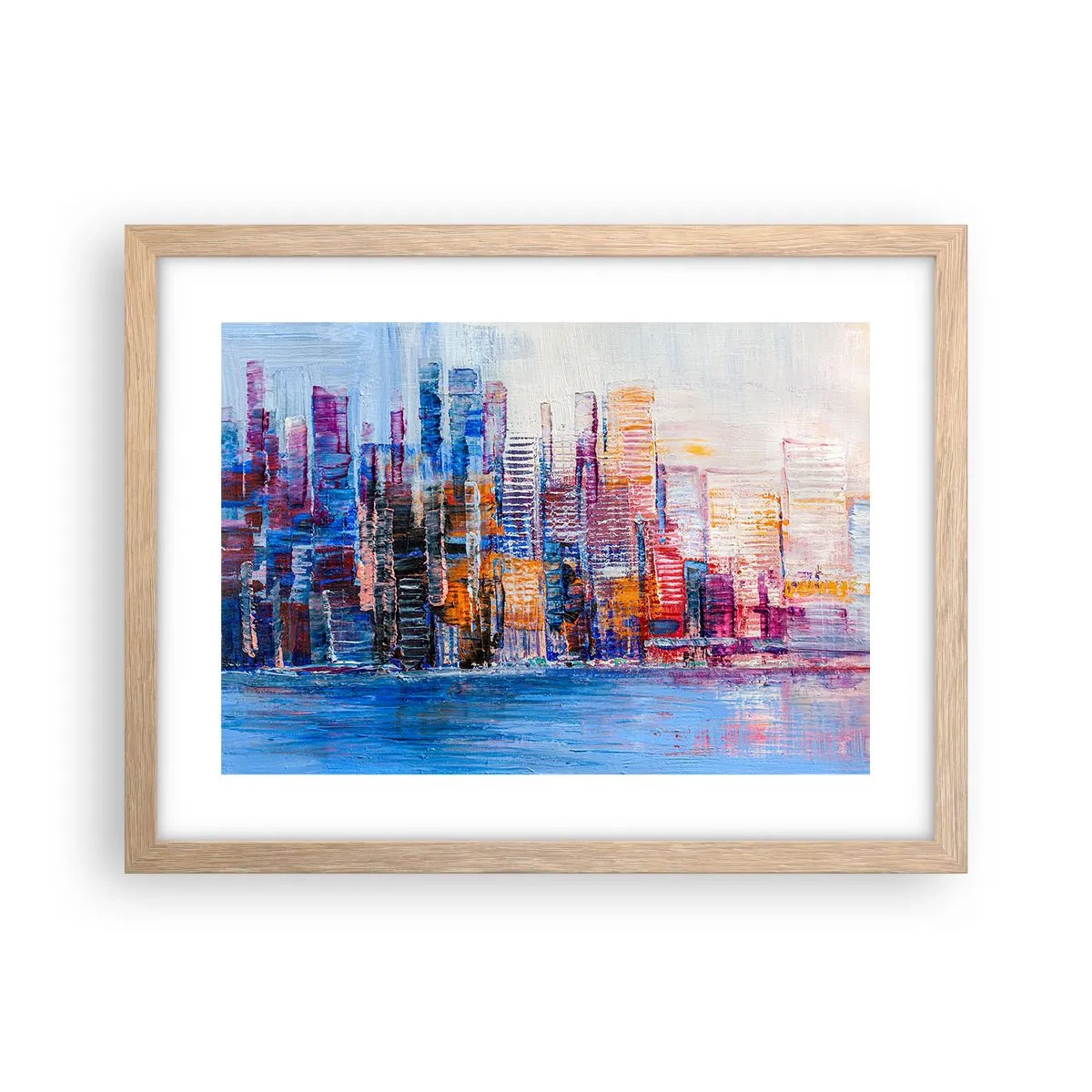 Póster en marco roble claro - Una metrópoli alegre - 40x30 cm