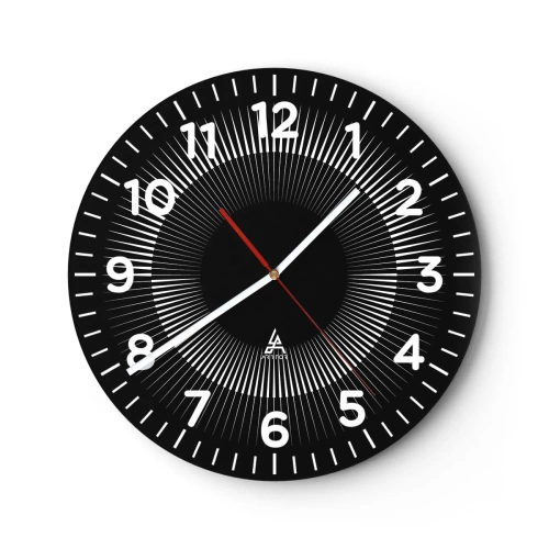 Reloj de pared - Reloj de vidrio - Sol negro - 30x30 cm