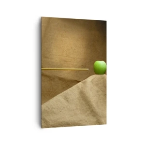 Cuadro sobre lienzo - Impresión de Imagen - Manzana verde sobre tela con una flecha creando una composición - 80x120cm - Evocar el espíritu de Wilhelm Tell - Decoración de pared moderna para salón y dormitorio ARTTOR