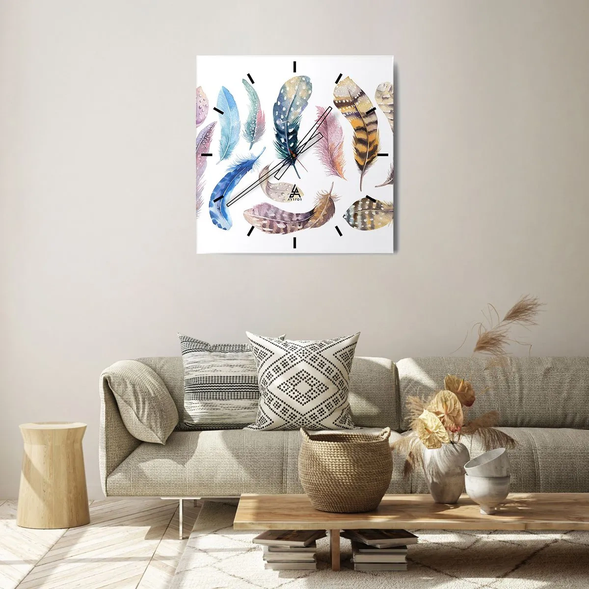 Reloj de pared - Reloj de vidrio - Ligero, colorido y multicolor - 40x40 cm