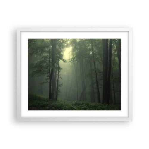 Póster en marco blanco - Antes de que se despierte el bosque - 50x40 cm