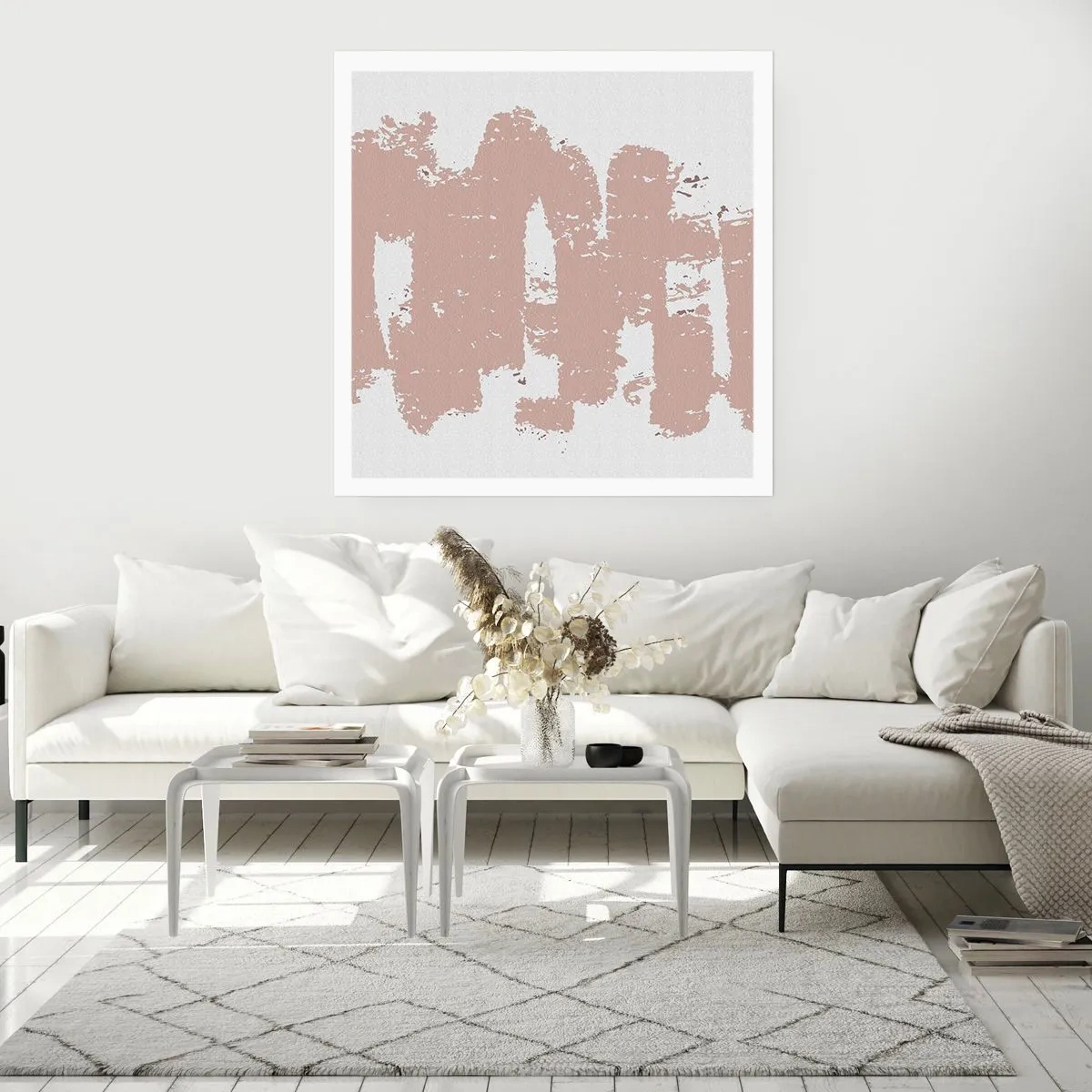Póster - Abstracción en rosa suave - 40x40 cm