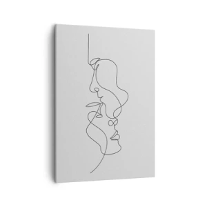 Cuadro sobre lienzo - Impresión de Imagen - Un dibujo minimalista de dos caras en una línea. - 50x70cm - El calor de los deseos lúgubres - Decoración de pared moderna para salón y dormitorio ARTTOR