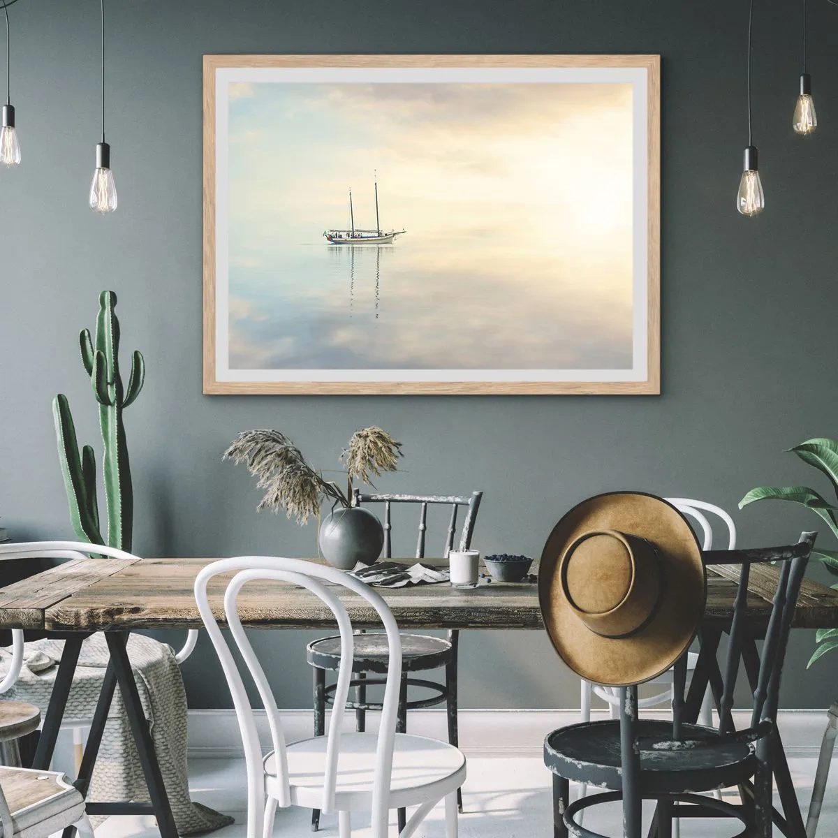 Póster en marco roble claro - En un mar de silencio - 50x40 cm