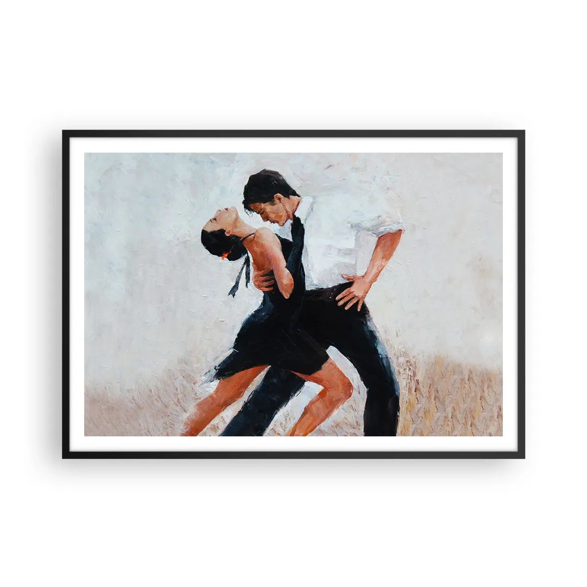 Póster en marco negro - Una pareja bailando en una toma elegante y sensual. - 100x70cm - El tango de mis sueños - Decoración de pared moderna para salón y dormitorio ARTTOR