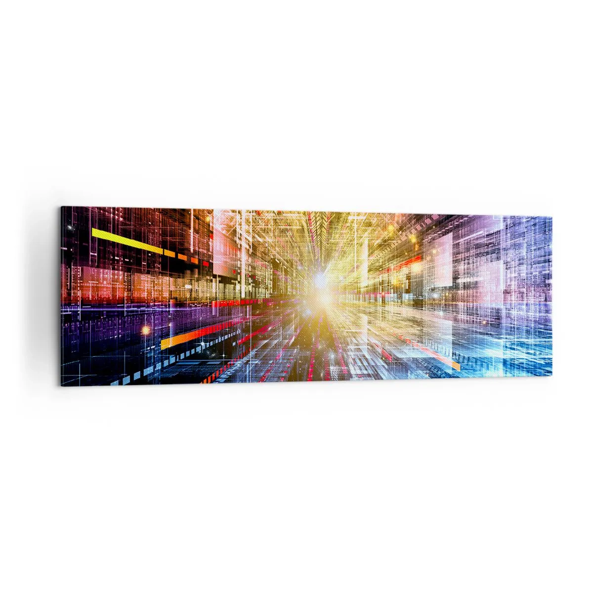 Cuadro sobre lienzo - Impresión de Imagen - Luces dinámicas en un pasillo futurista - 160x50cm - Un pasillo luminoso - Decoración de pared moderna para salón y dormitorio ARTTOR