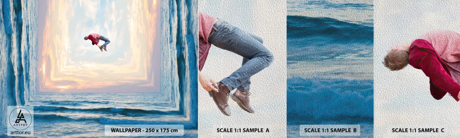 Muestra de fotomural Premium Sand - A otra dimensión - Abstracción, Hombre, Naturaleza - 100x30 cm