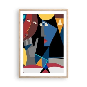 Póster en marco roble claro - Conversación cubista - 50x70 cm