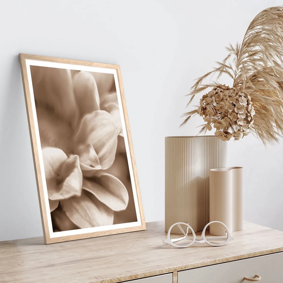 Póster en marco roble claro - Suave como una sonrisa - 50x70 cm