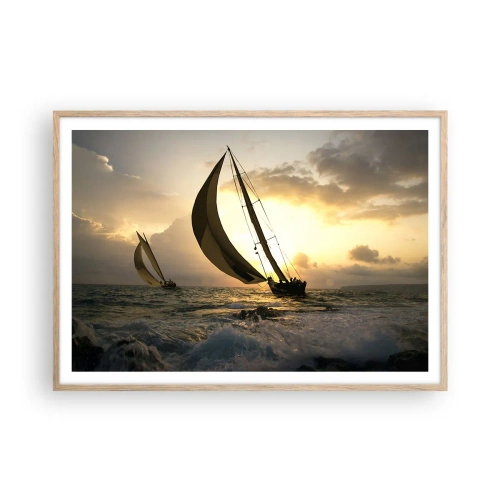 Póster en marco roble claro - En contra y a favor del viento - 100x70 cm