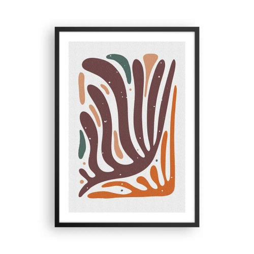 Póster en marco negro - Abstracción orgánica en tonos cálidos de marrón y naranja. - 50x70cm - Composición orgánica - Decoración de pared moderna para salón y dormitorio ARTTOR