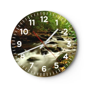 Reloj de pared - Reloj de vidrio - Como plata líquida - 40x40 cm