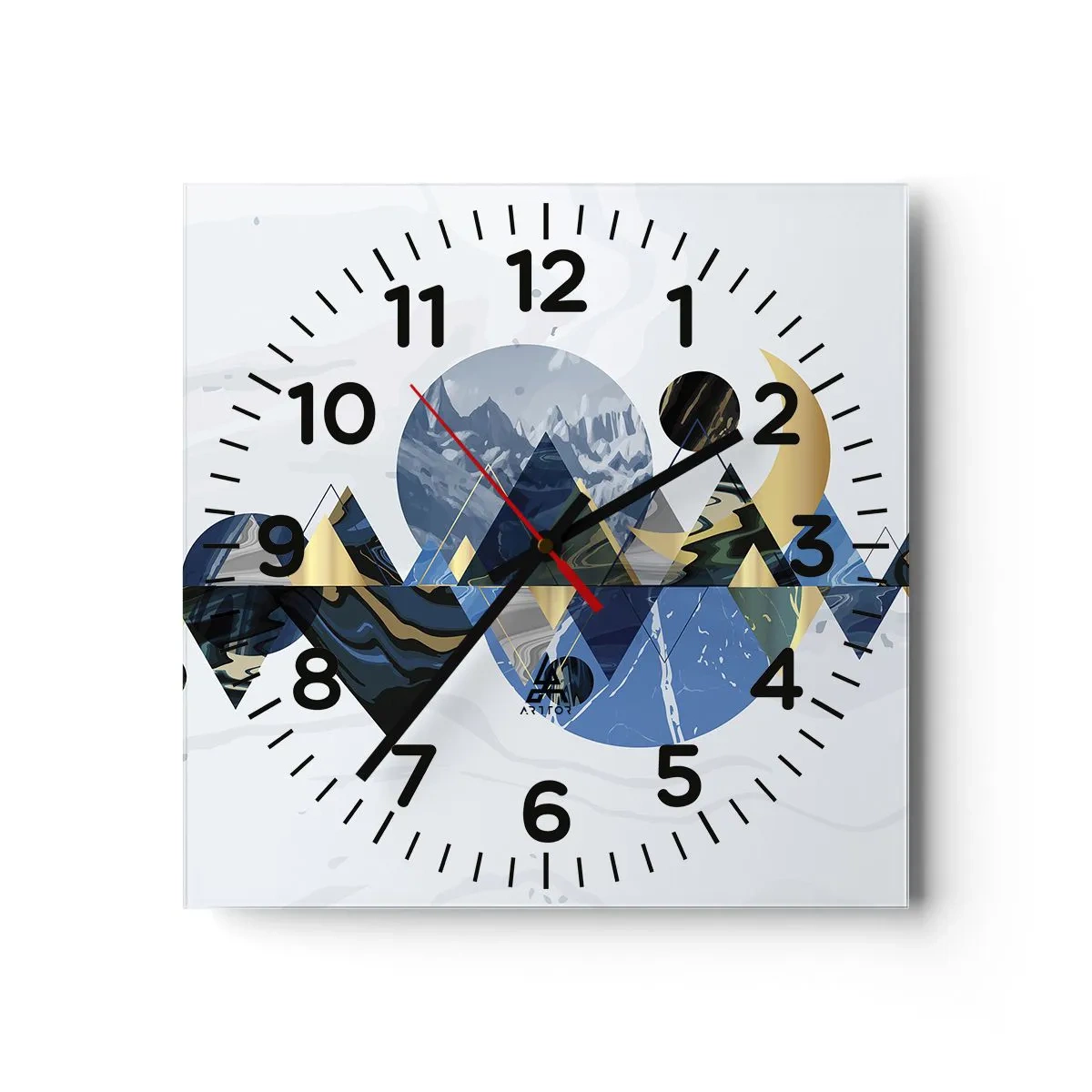 Reloj de pared - Reloj de vidrio - Paisaje geométrico - 30x30 cm